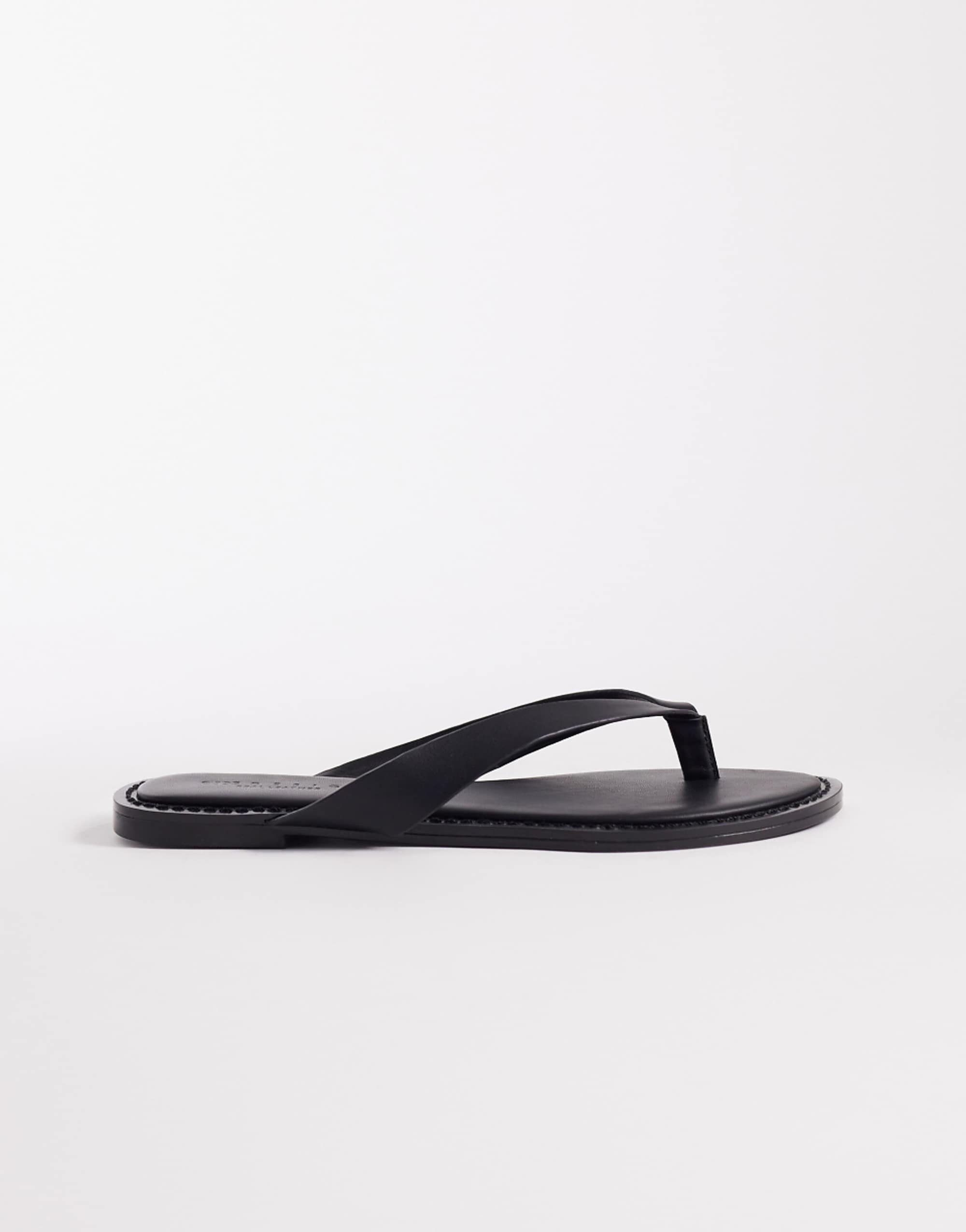 Asos Design Fenna 高級皮革人字拖（黑色）