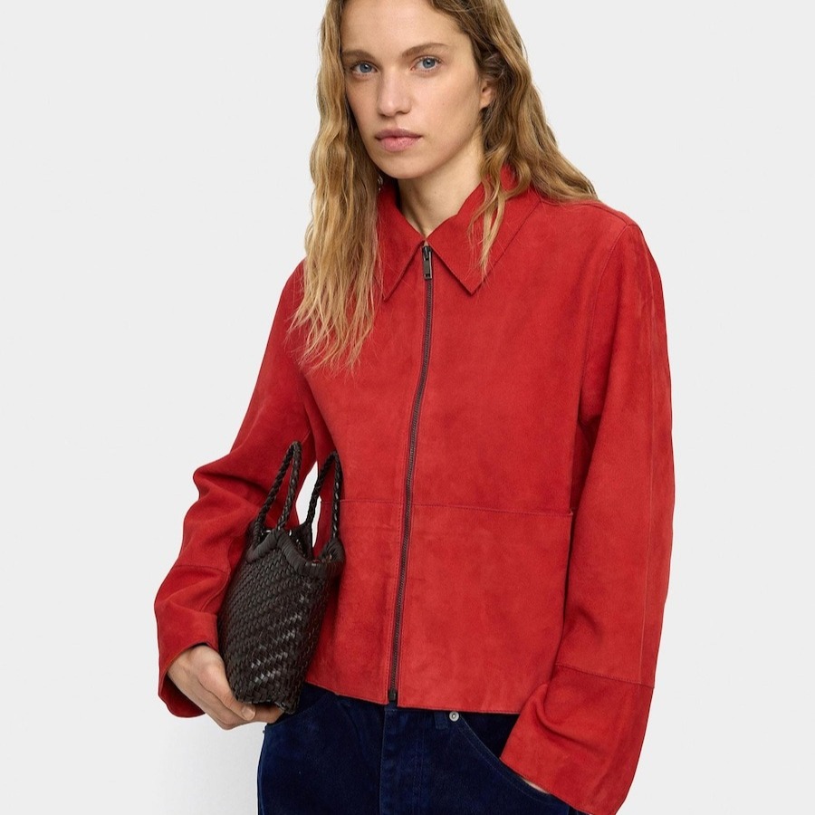 Chaqueta de mujer 100% piel con cuello solapa y cierre de cremallera Parfois
