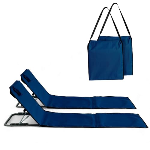 Pincho Esterilla de Playa Plegable con Respaldo Ajustable – Tumbona Portátil Ligera para Camping, Jardín y Piscina – Alfombra de Playa con Respaldo Ergonómico y Fácil Transporte (Marino)
