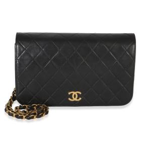 Chanel 復古黑色絎縫小羊皮全蓋口包