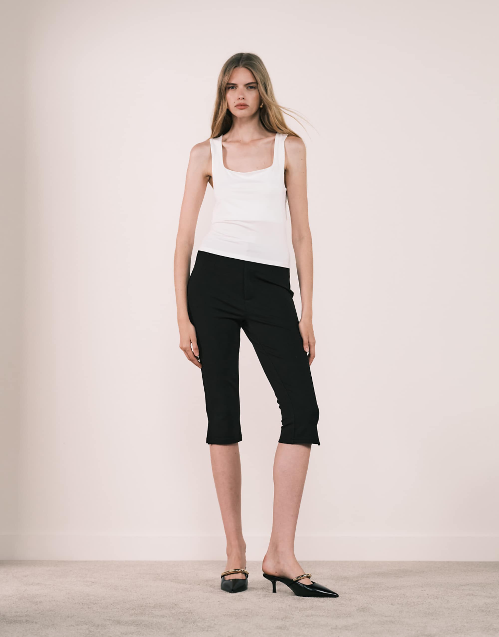 Asos Design Co-Ord Premium Ponte Capri 黑色長褲