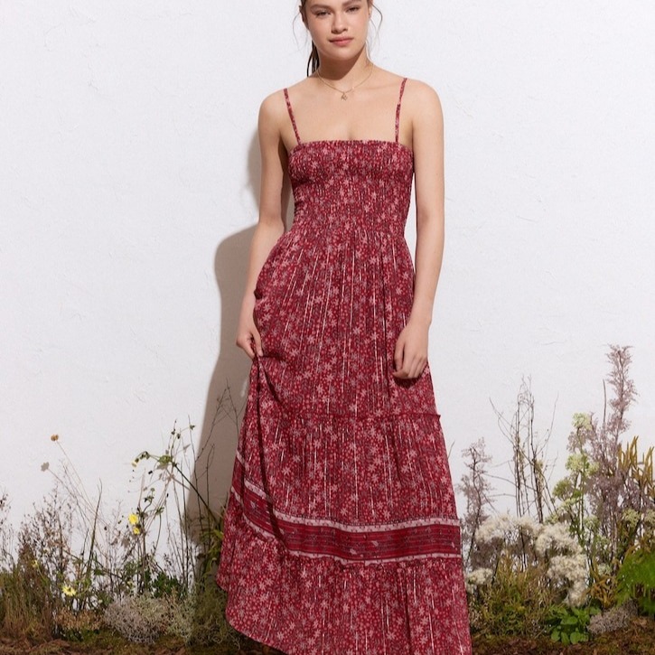Vestido largo cenefa estampad Green Coast