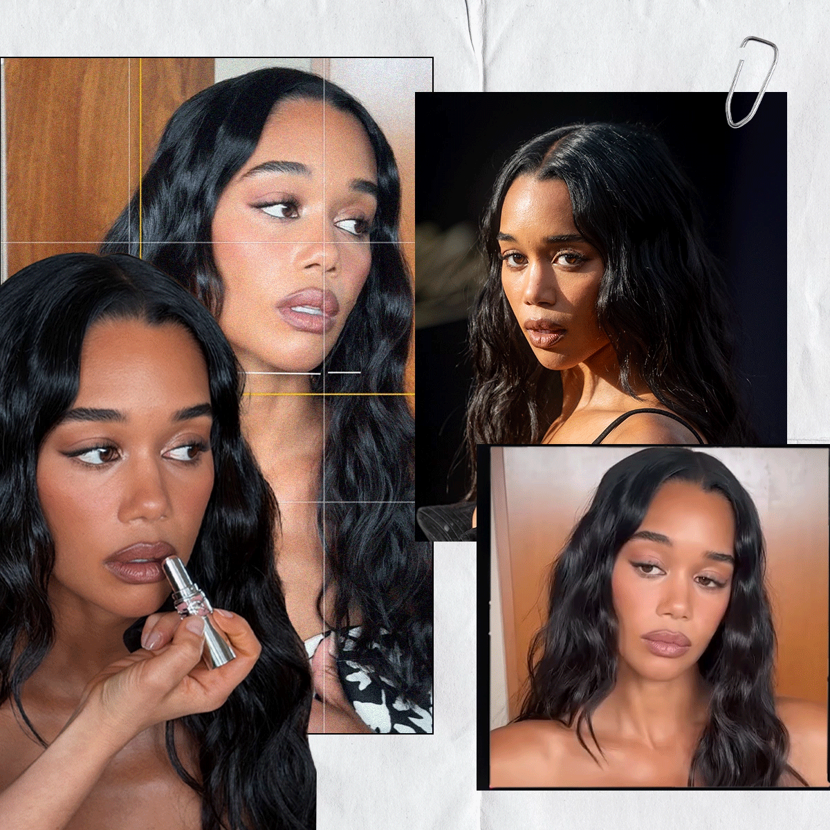 勞拉哈里爾 (Laura Harrier) 在邁克爾電影首映前做好準備的照片拼貼 