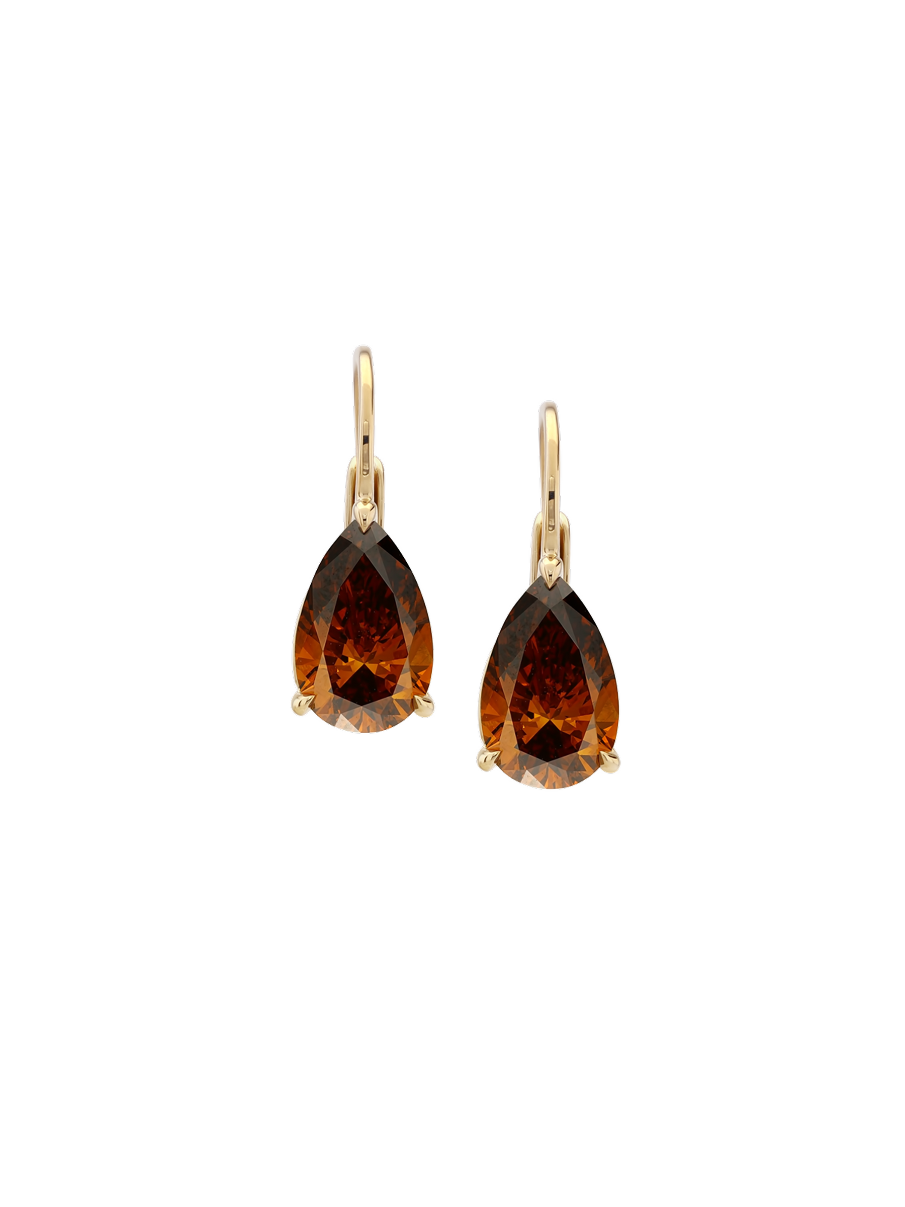 14k Alienor 干邑實驗室鑽石梨形切割耳環，14k 金