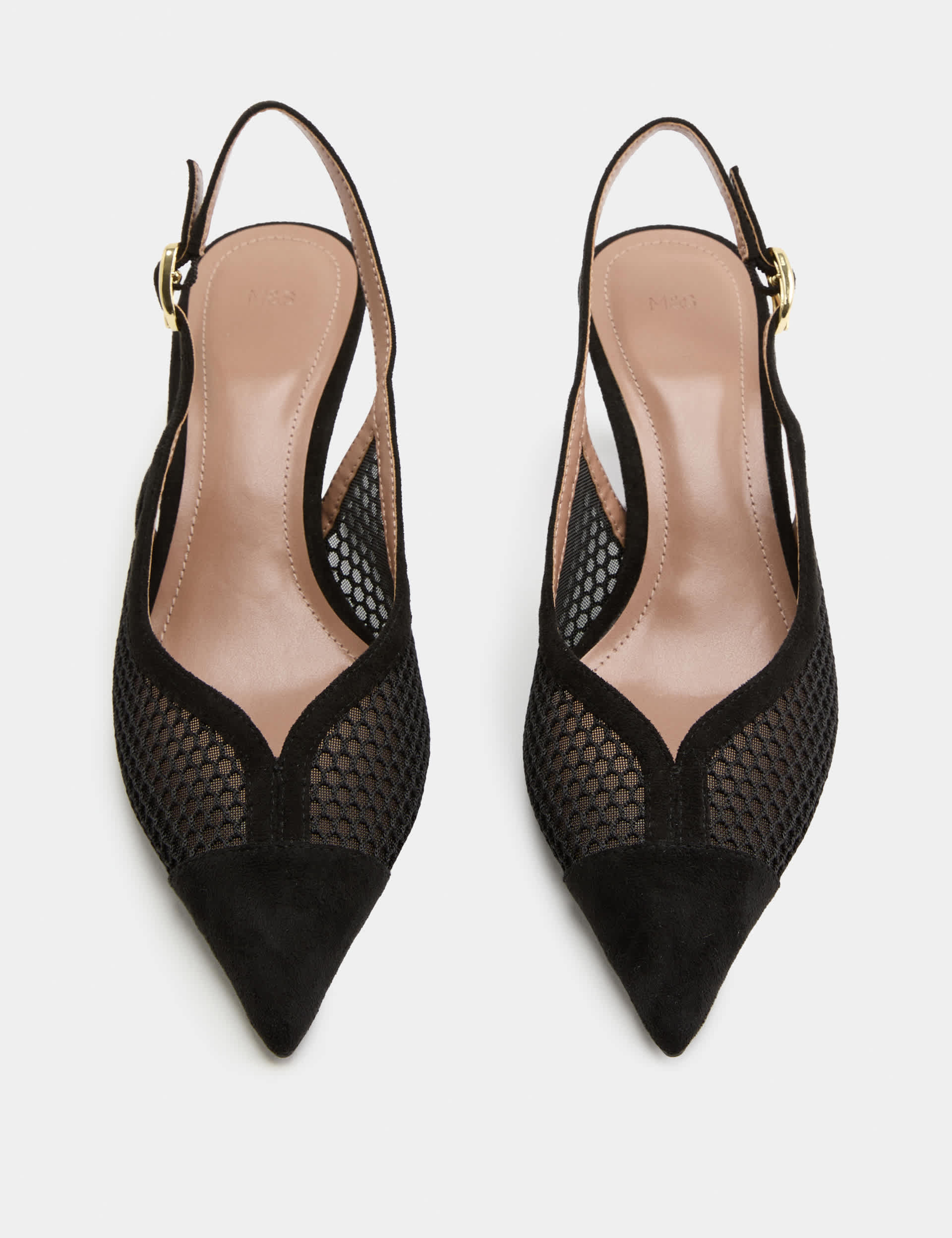 網布小貓跟尖頭露跟鞋
