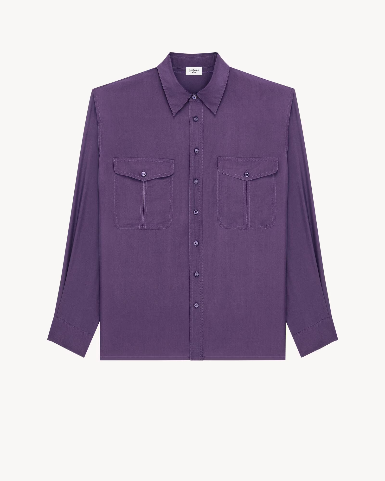 紫色 YSL 絲質襯衫