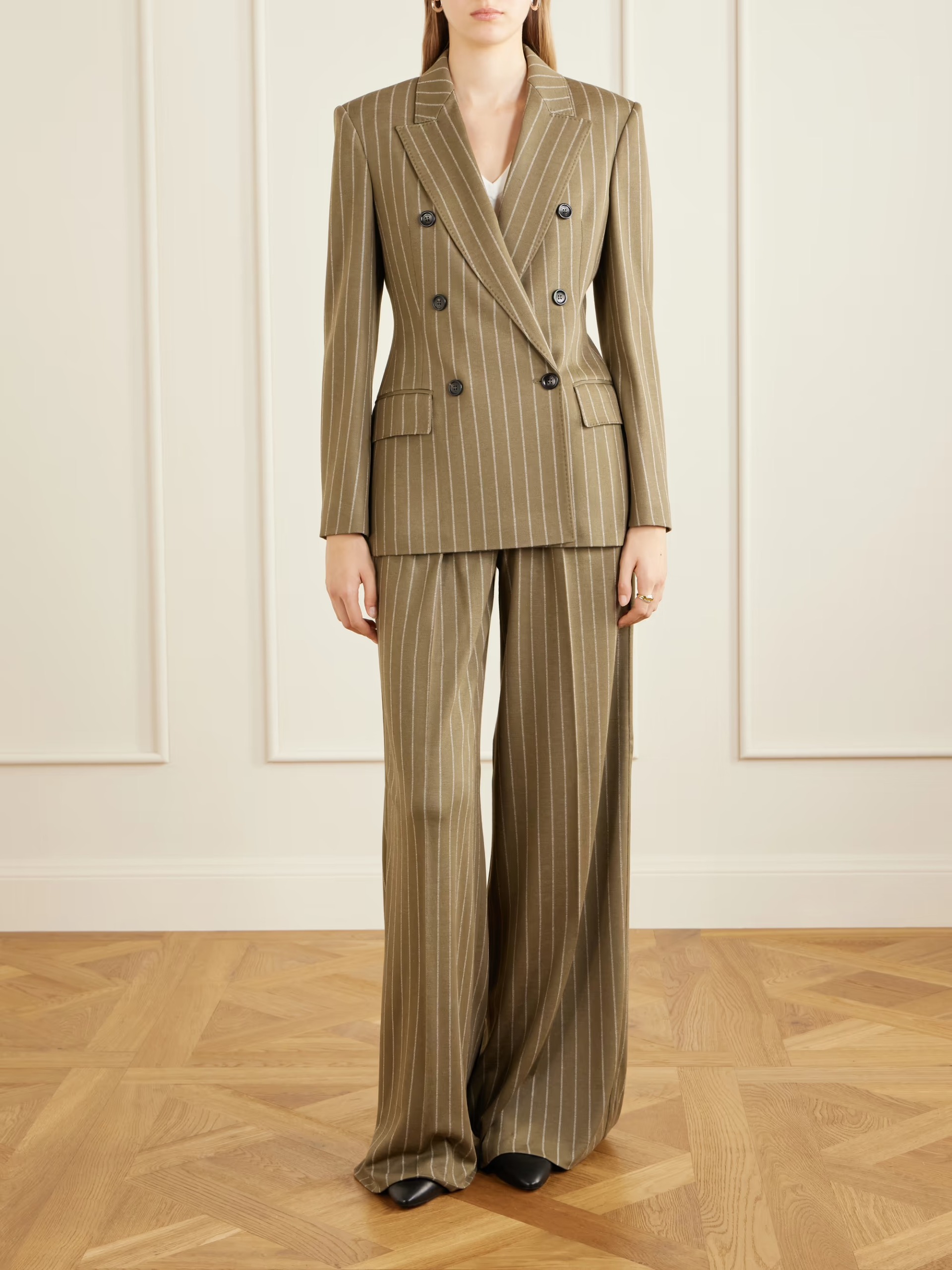 MAX MARA，Balta 雙排扣條紋平紋針織西裝外套