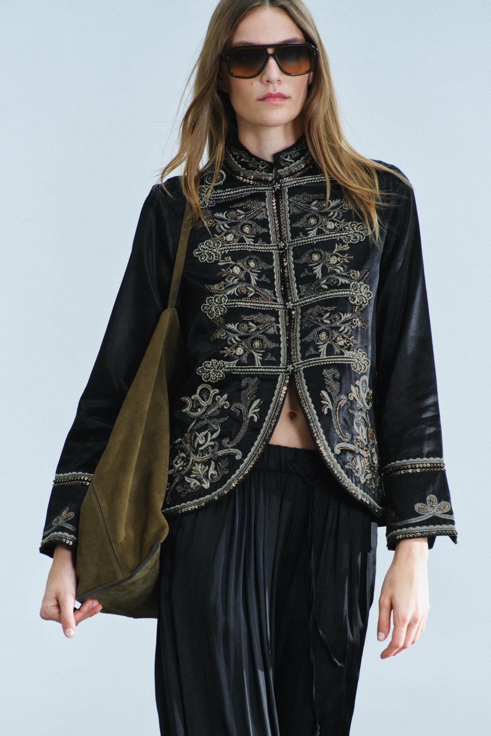 ZARA，Zw 系列刺繡青蛙緊固夾克 - 黑色 - Xs