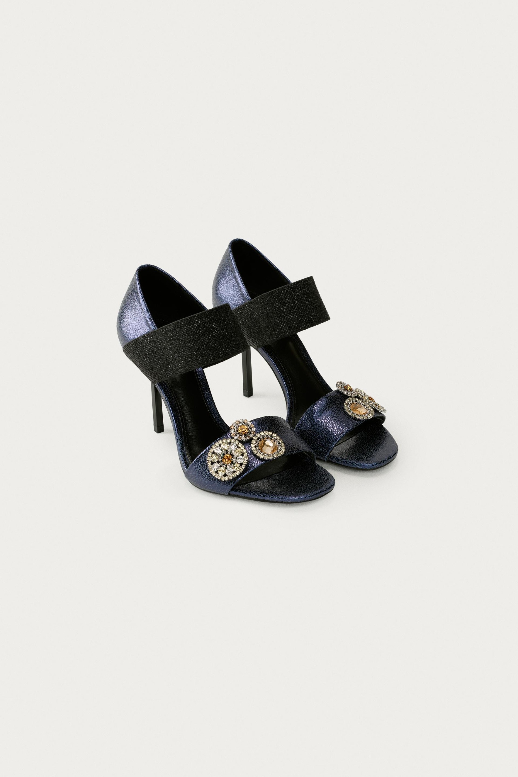 Marisa Berenson X Zara 皮革高跟涼鞋 - 藍色 - 6