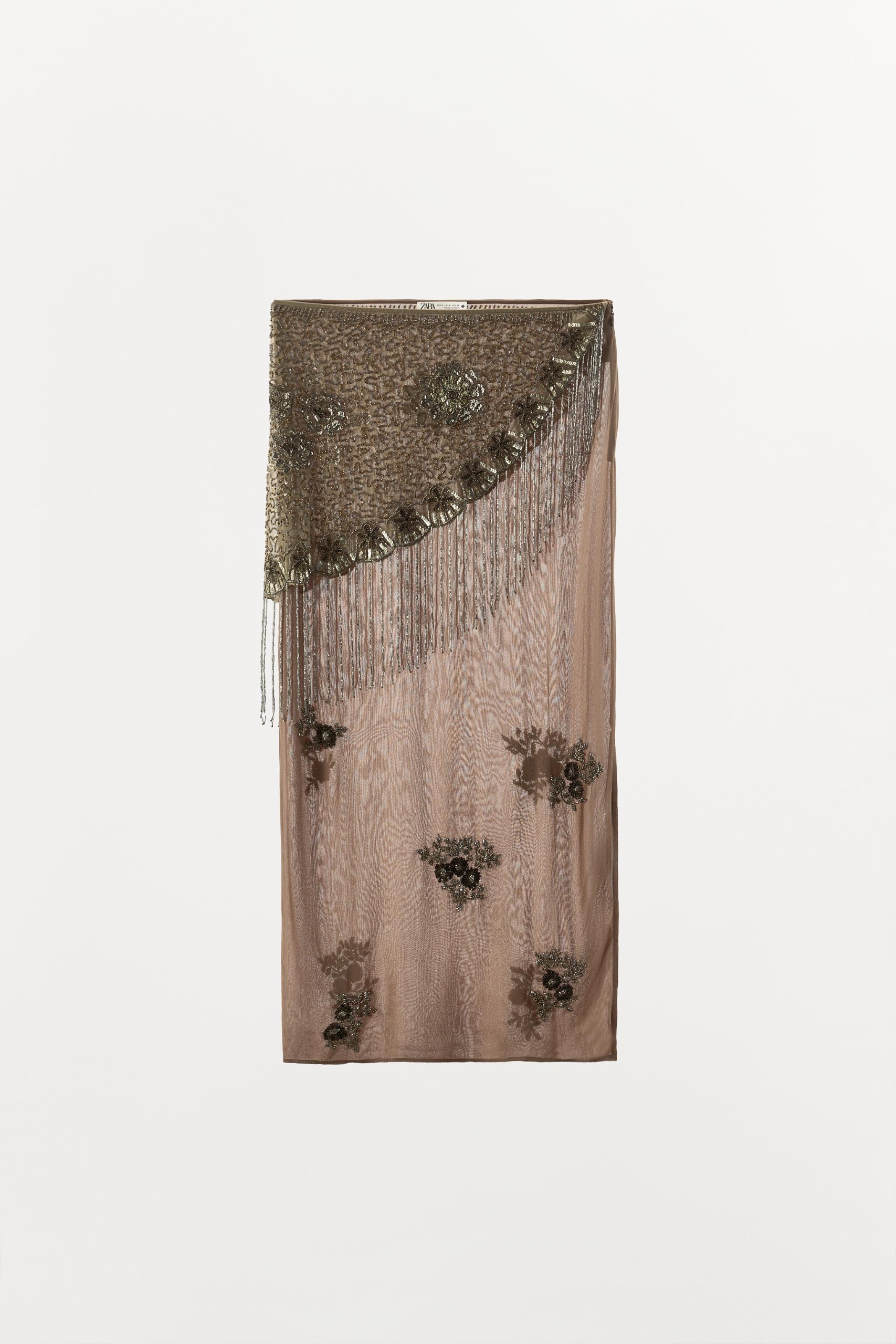 ZARA，串珠流蘇紗籠裙 - 粉紅色 - Xs