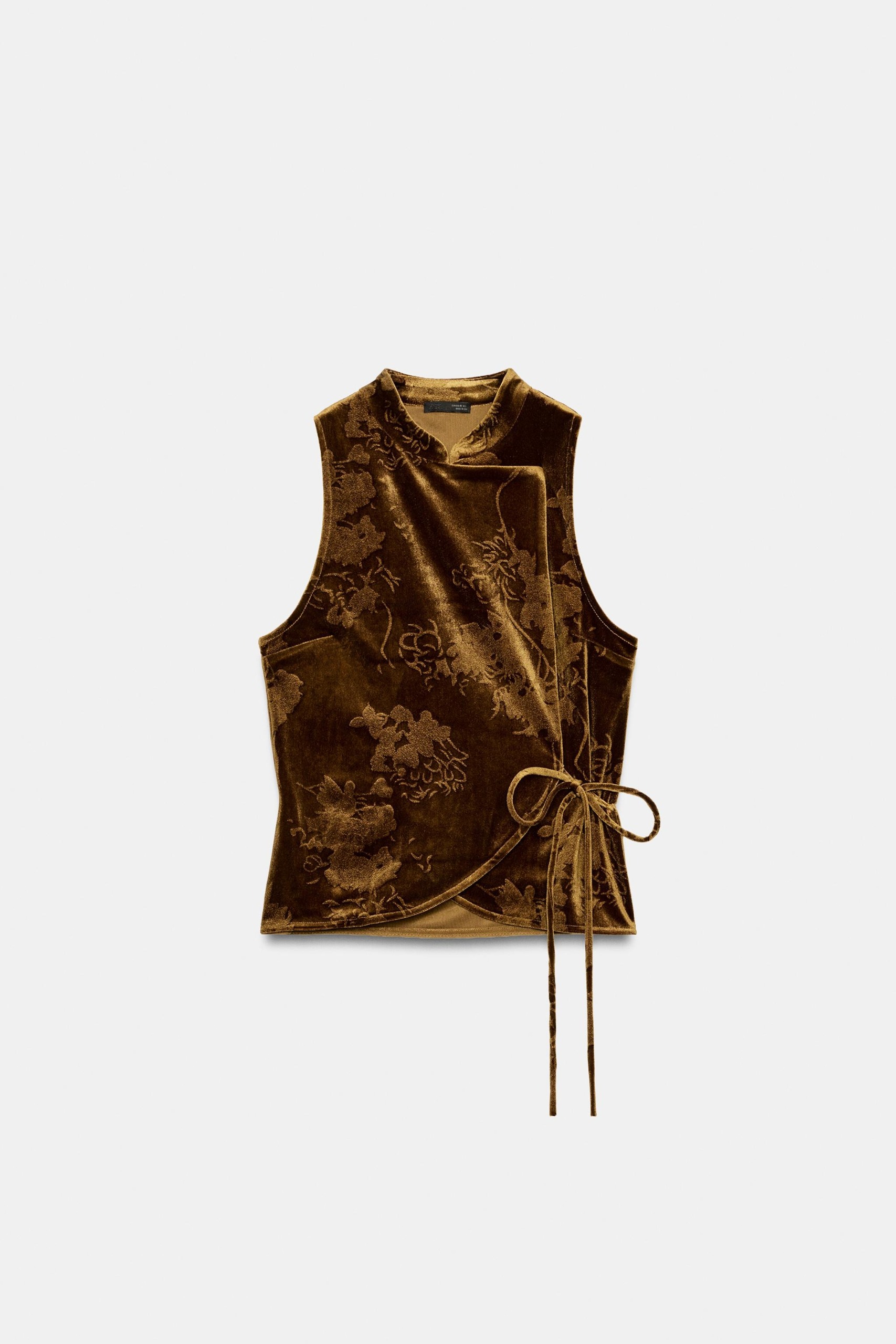 ZARA，天鵝絨前繫帶上衣