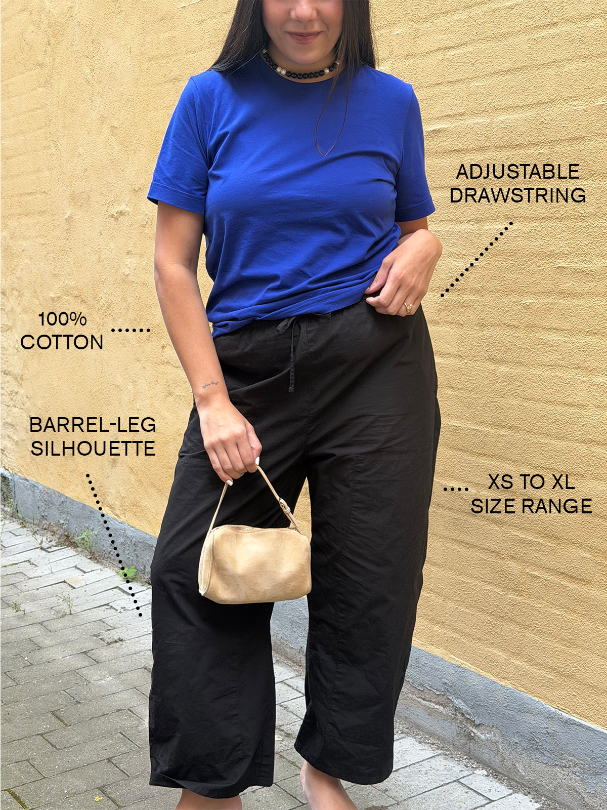 Who What Wear 編輯 Ana Escalante 穿著 LESET 京都木工褲。
