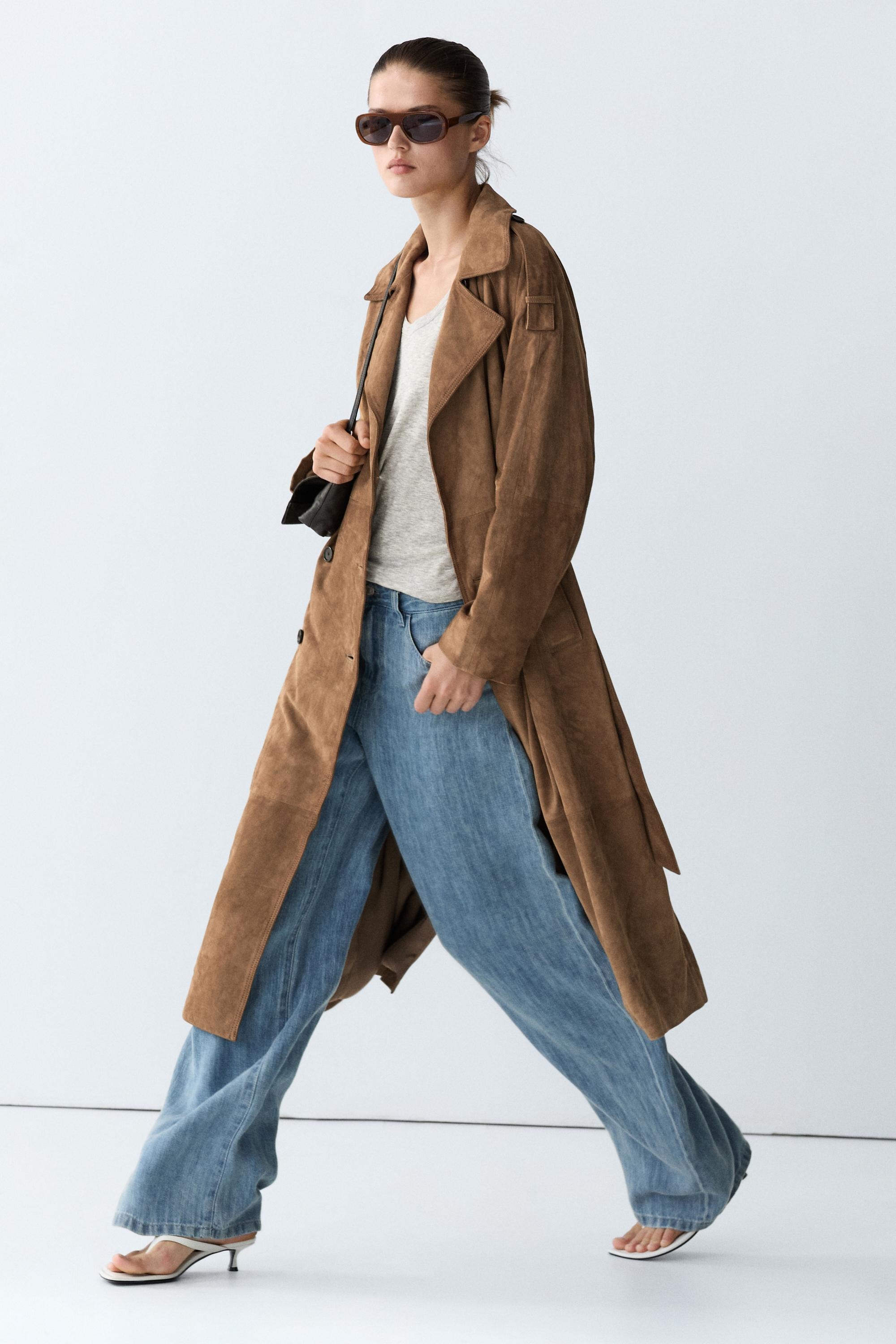 Massimo Dutti，長款絨面革風衣