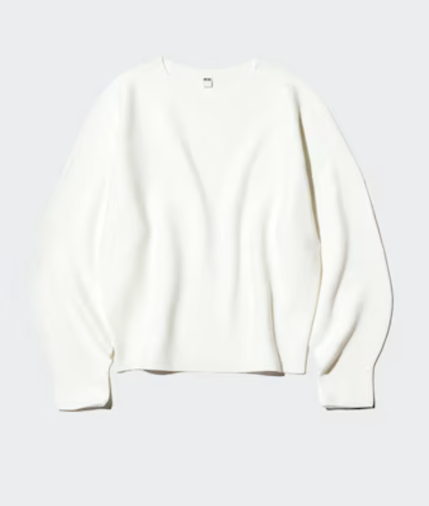 Uniqlo，3d 針織無縫棉質圓領大袖毛衣