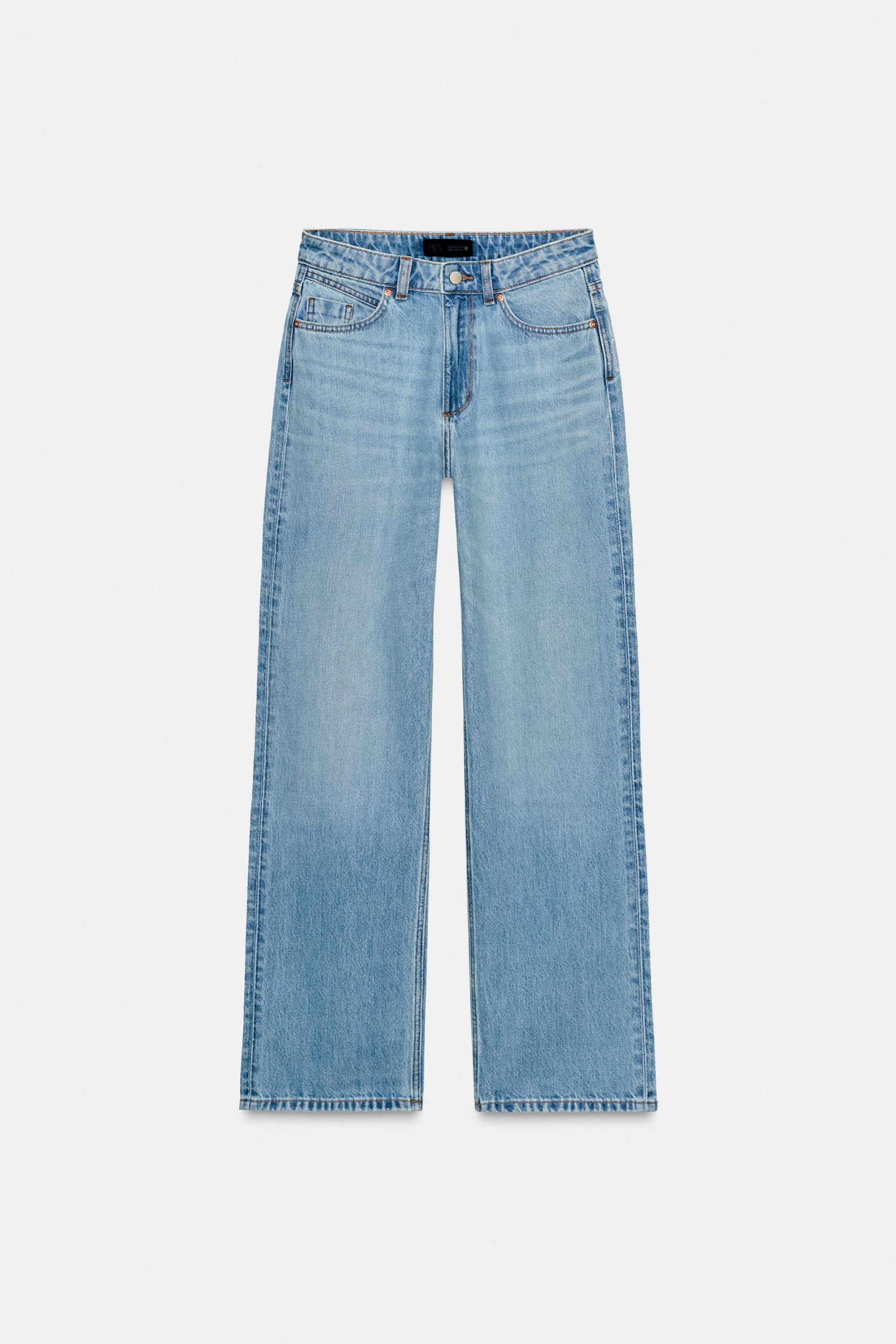 ZARA，高腰常規長牛仔褲