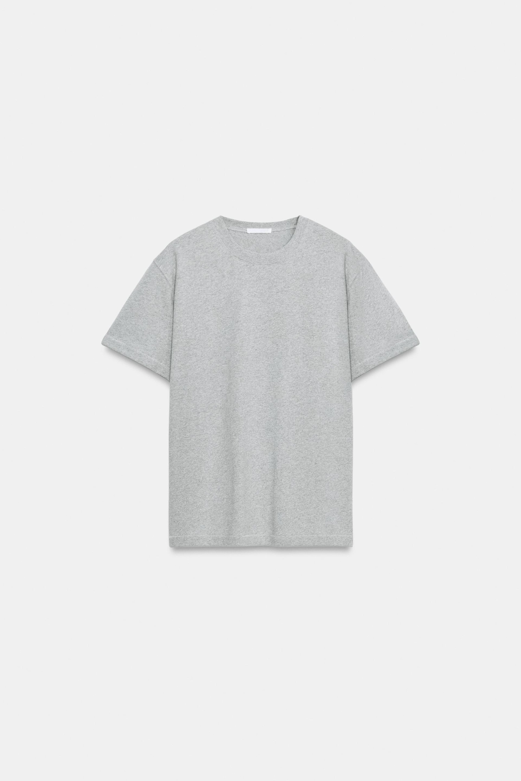 ZARA，圓領 T 卹 - 灰色泥灰 - S