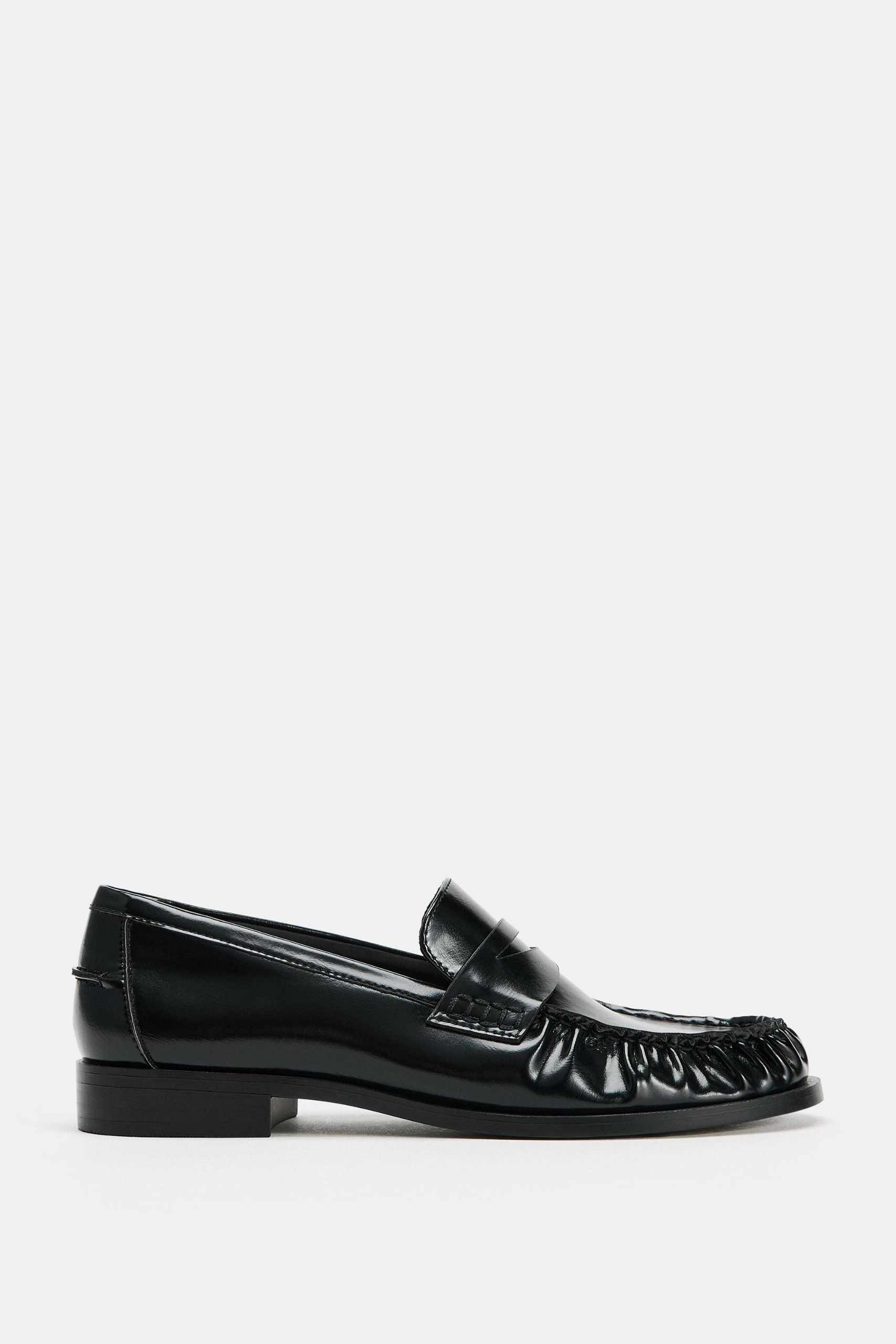 ZARA，專利效果樂福鞋 - 黑色 - 5