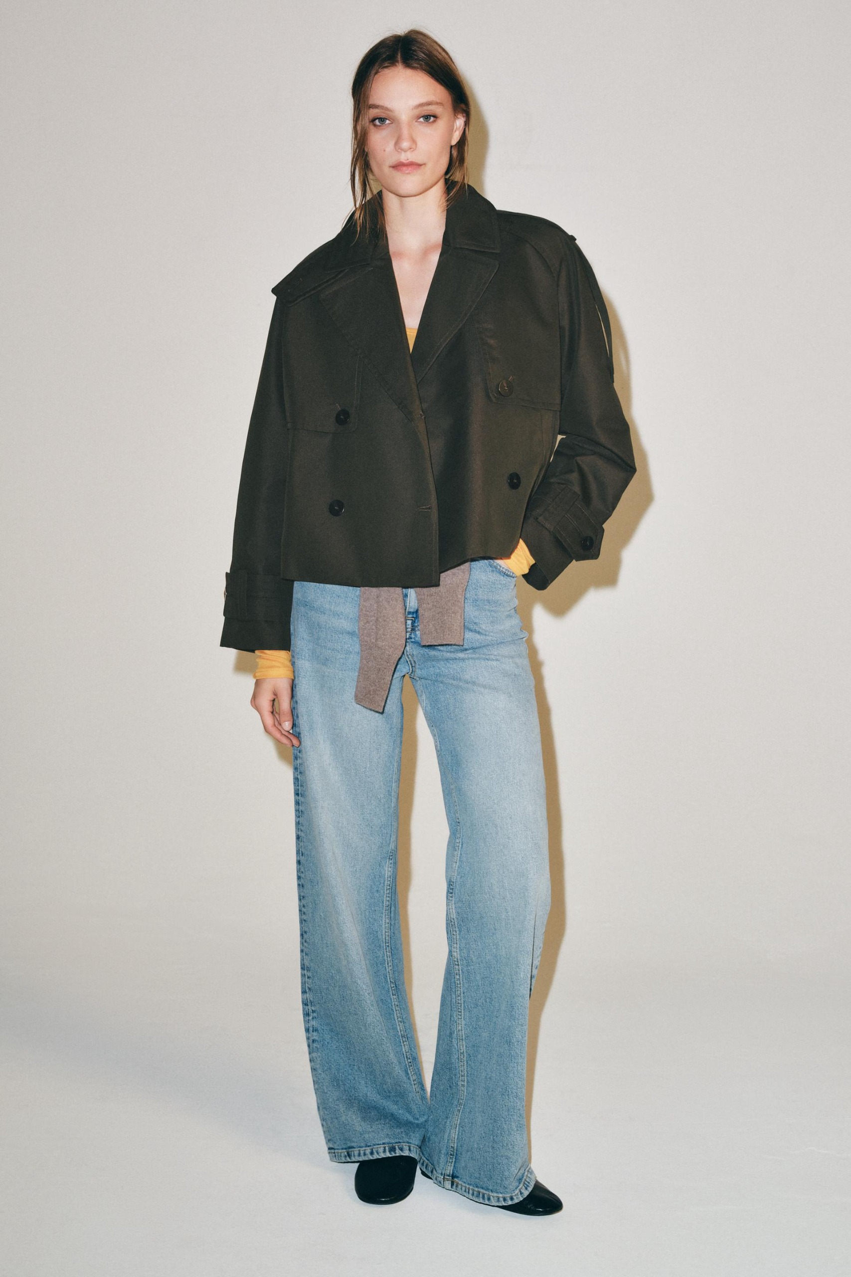 Zw Collection 短版風衣 - 深卡其色 - Xs