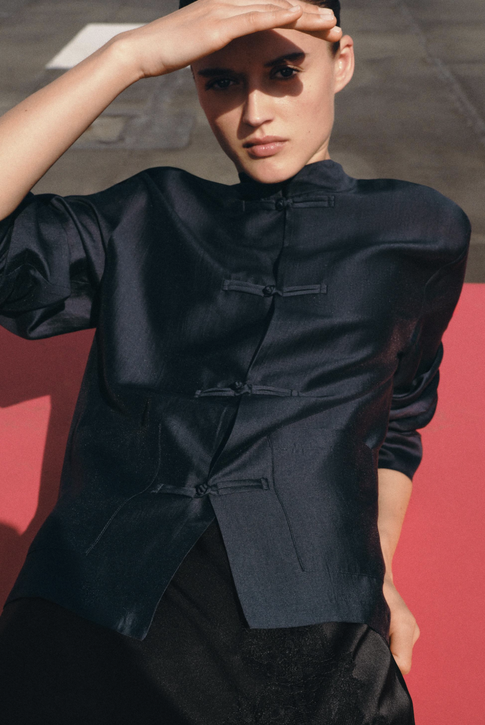 ZARA，Zw 系列青蛙扣緞面襯衫 - 白色 - Xs