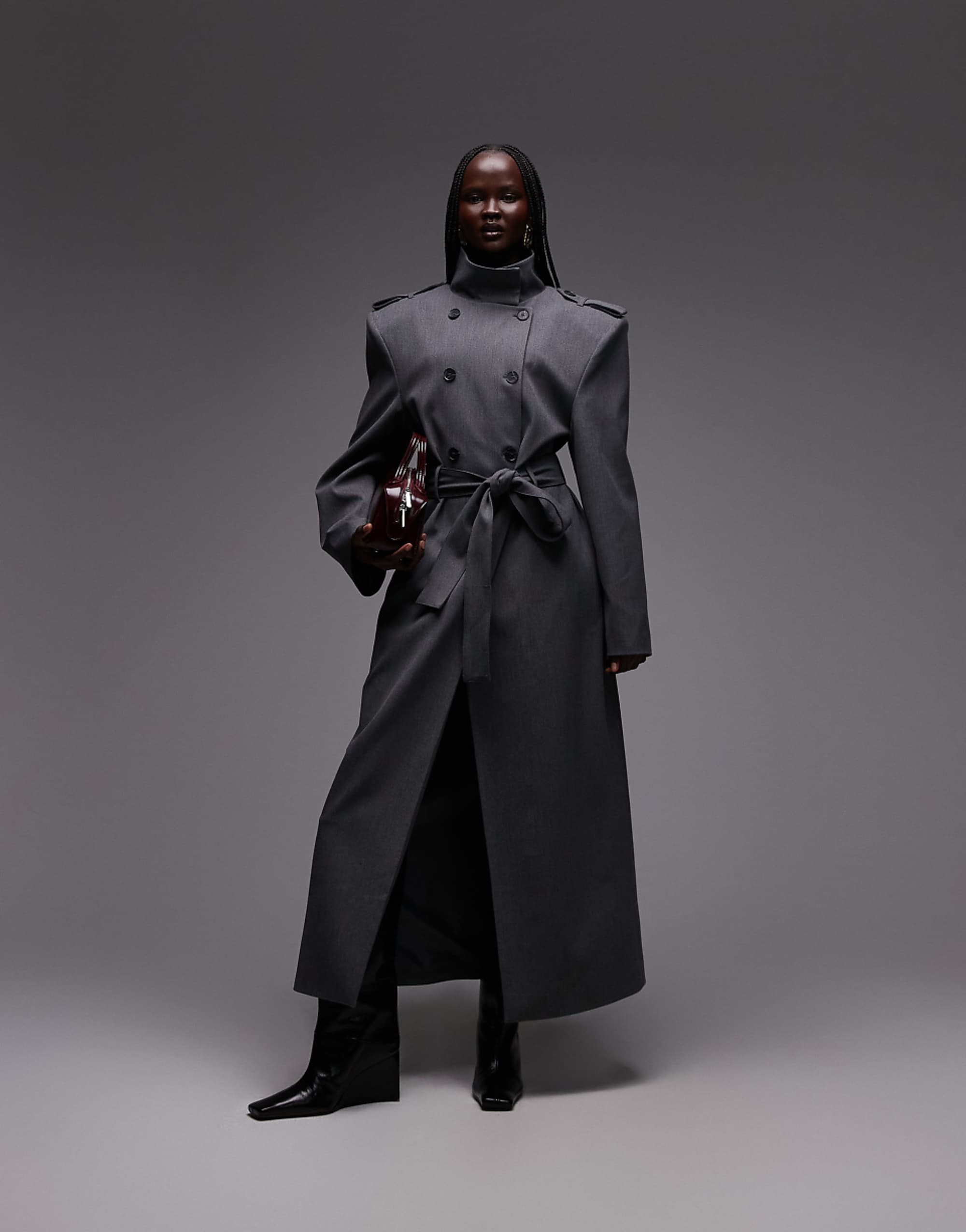 Asos Design 灰色墊肩訂製風衣