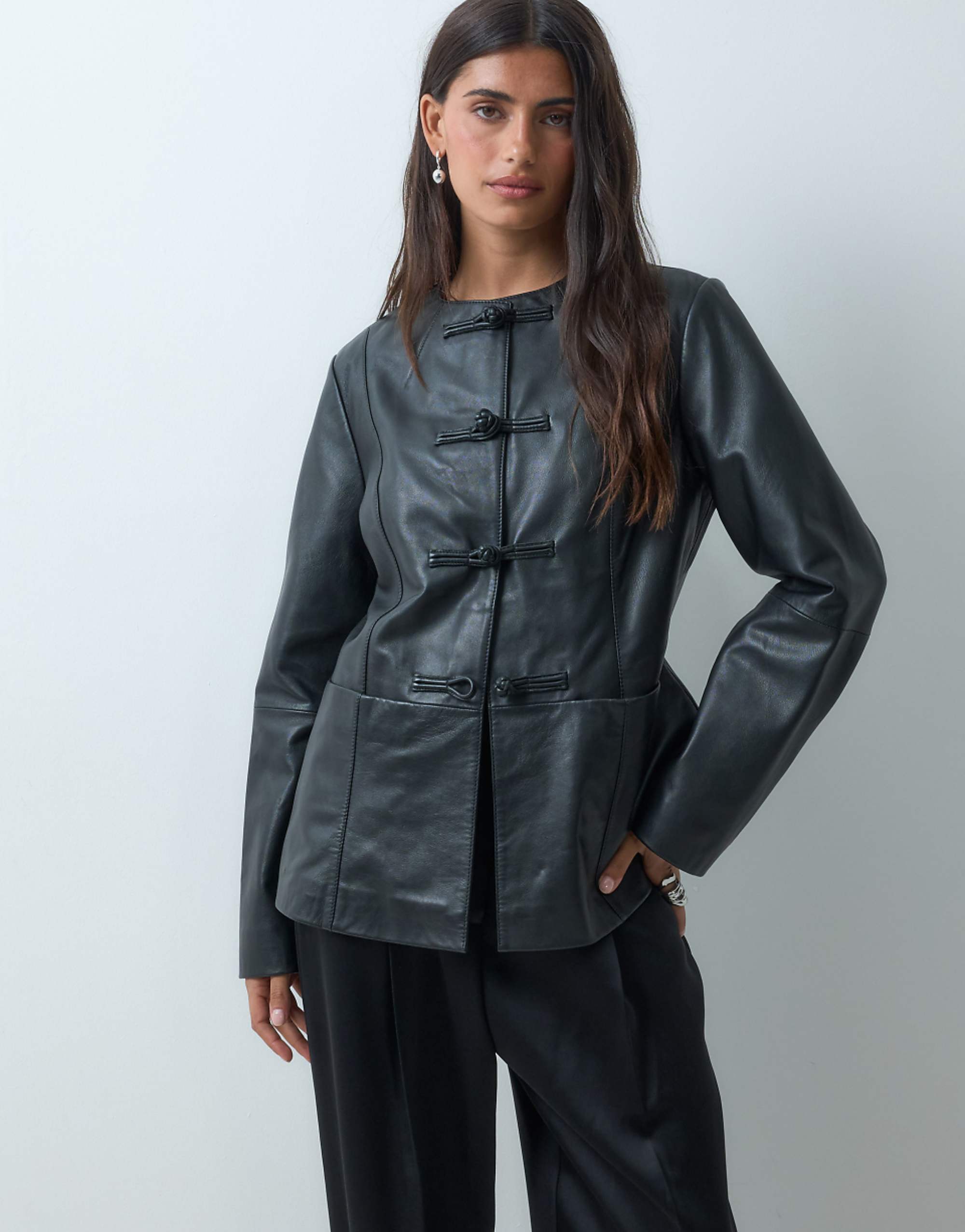 Asos Design 黑色皮革修身夾克