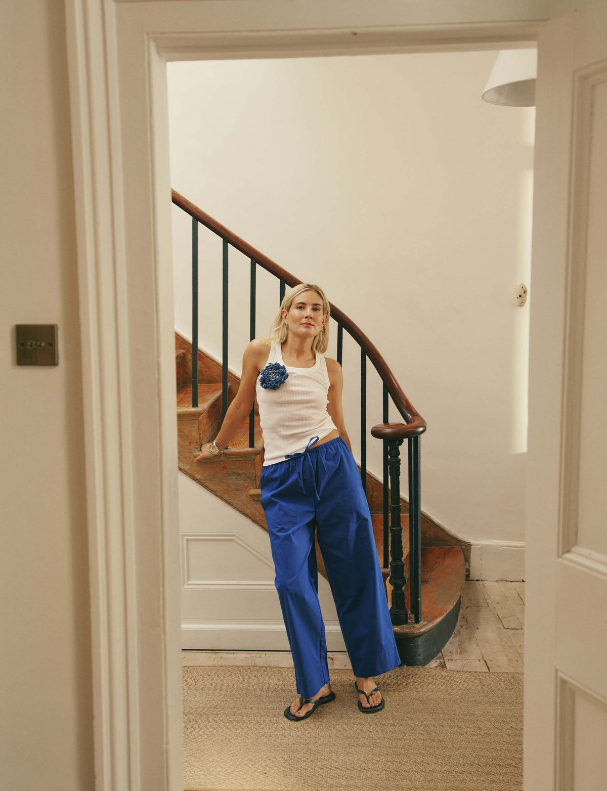 Sifnos 褲子：精美府綢、鈷藍 X Lucy Williams