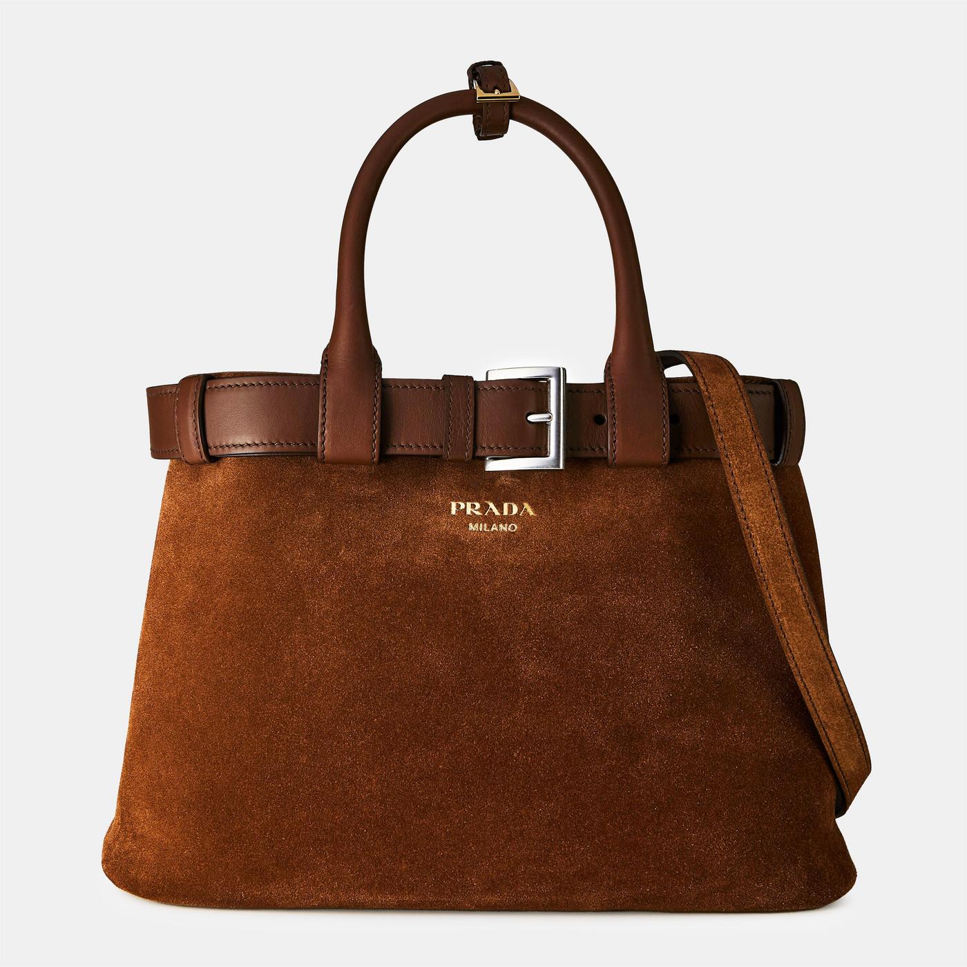 Prada 中號皮帶扣麂皮包腰帶