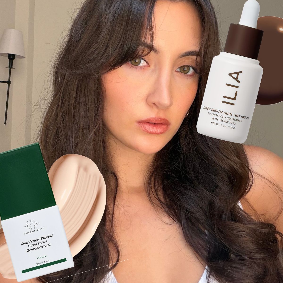 WWW 副美容編輯 Alyssa Brascia 穿著 Victoria Beckham The Foundation Drops 的照片。