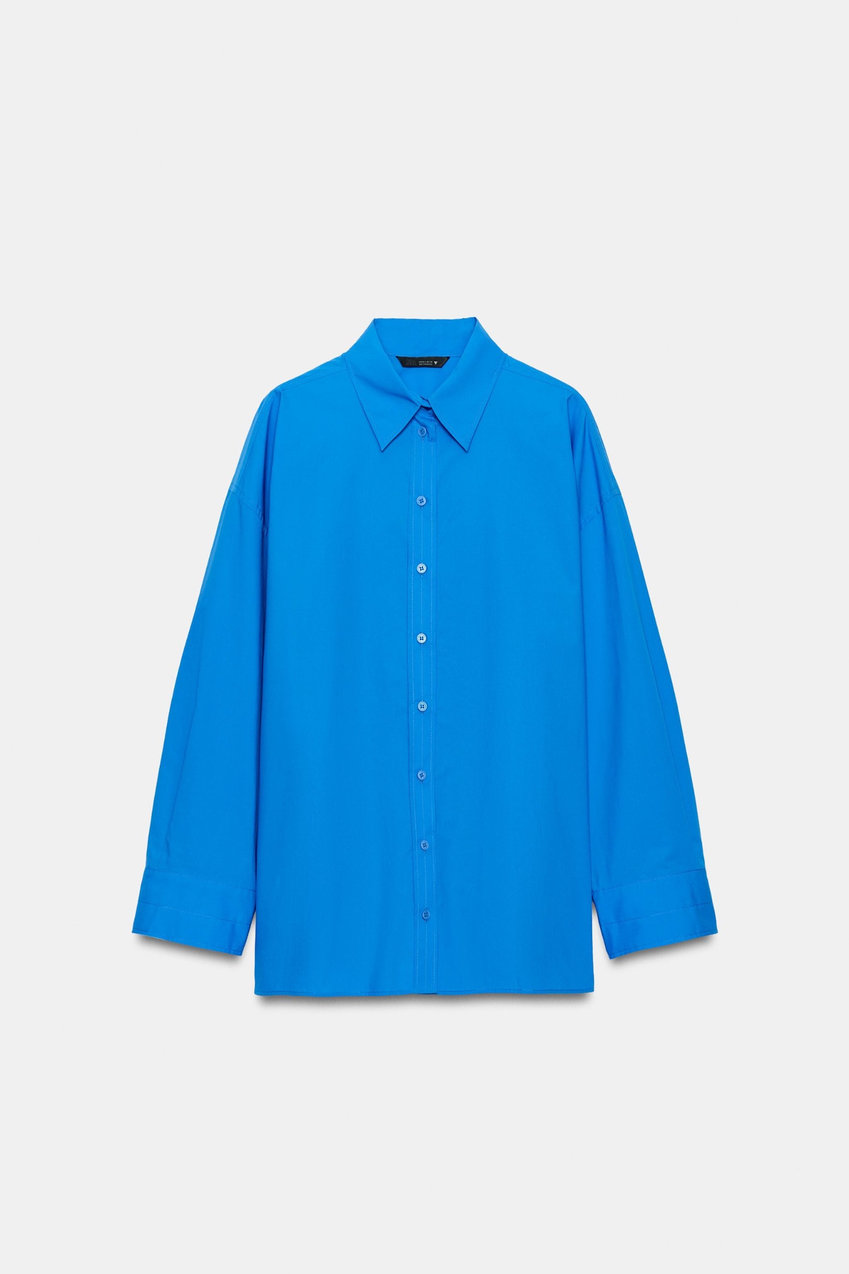 zara，超大府綢襯衫