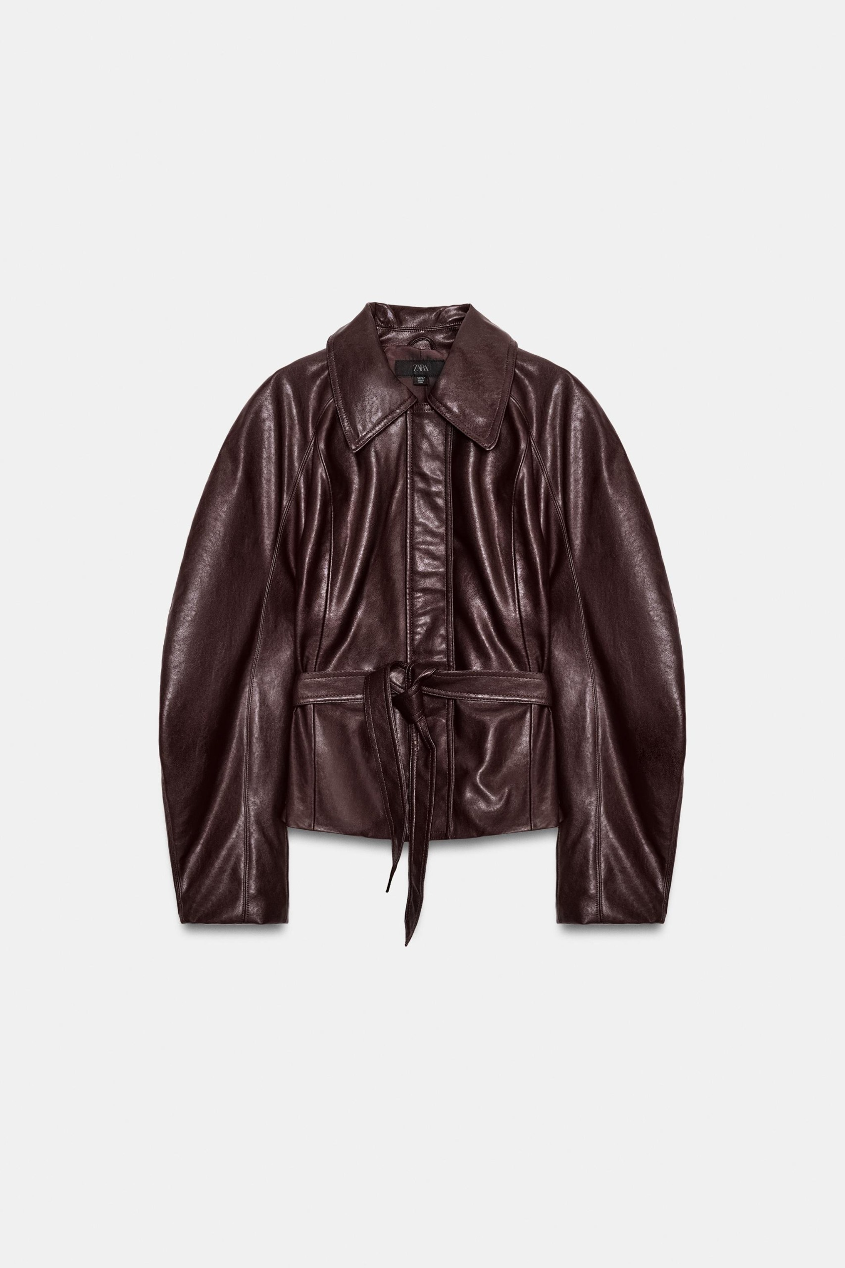ZARA，皮革效果束帶夾克