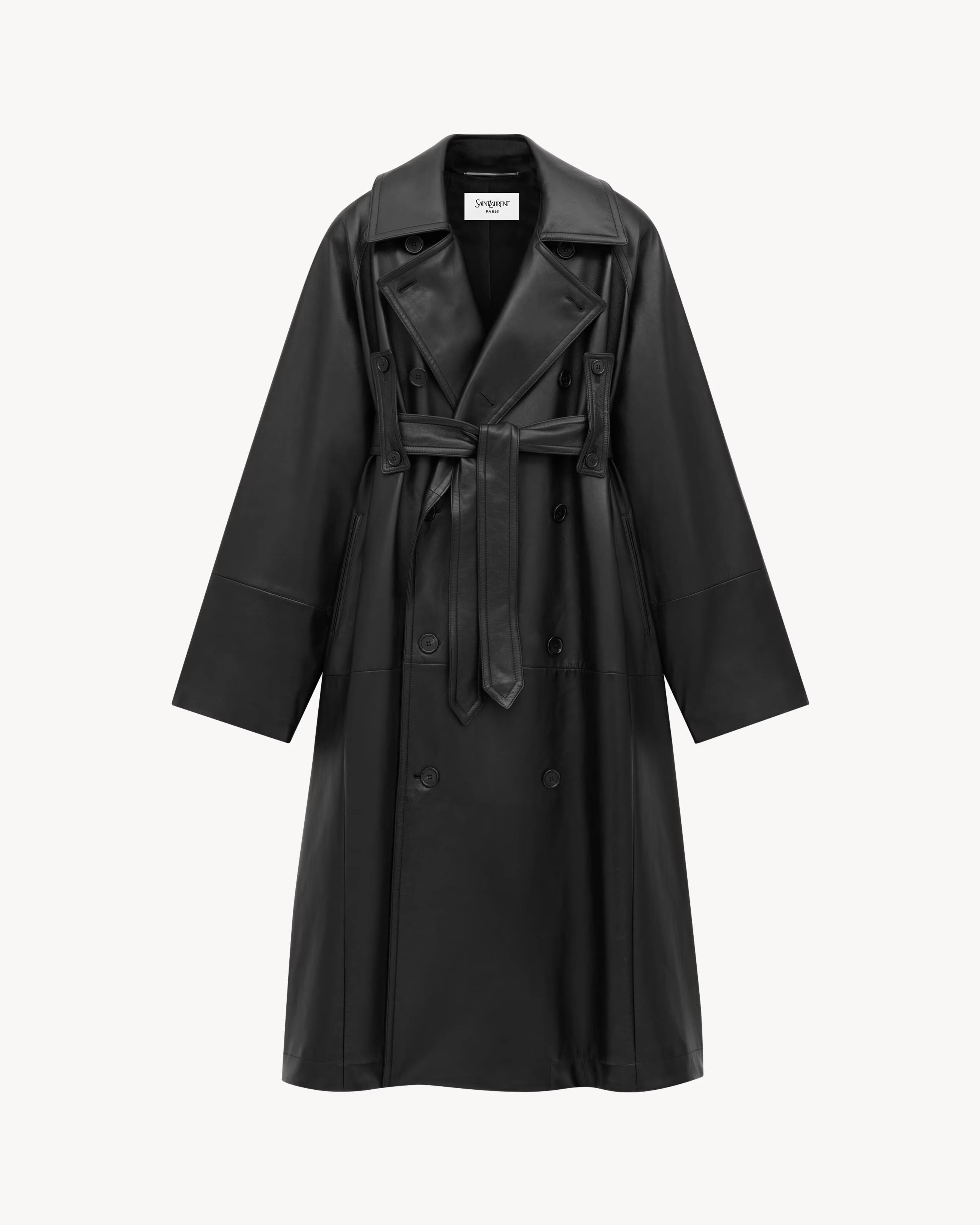 YSL 皮革風衣。
