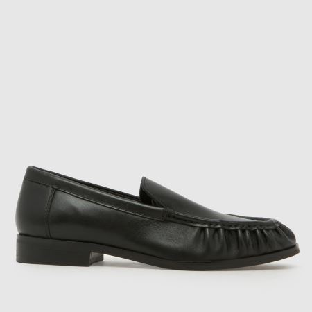 黑色 Schuh Lapis 皮革褶飾樂福鞋