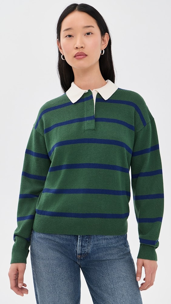 Bond St. Stripe Polo 毛衣 - 森林漫步/銀河藍