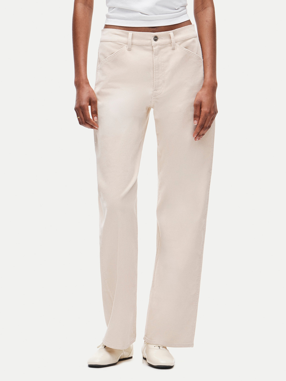 J.Crew，Zoe 彈性燈芯絨桶形長褲