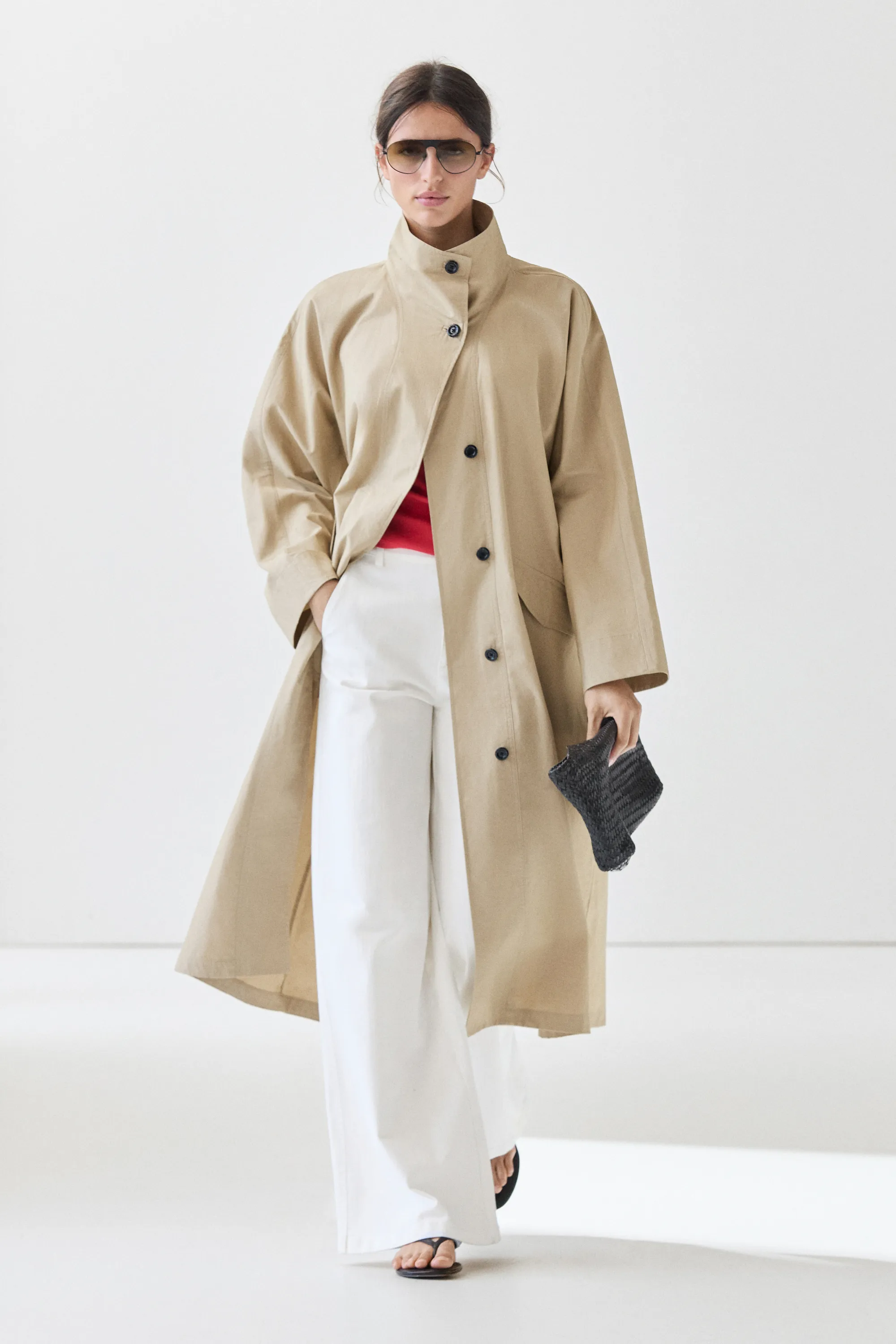 Massimo Dutti，100% 棉高領風衣
