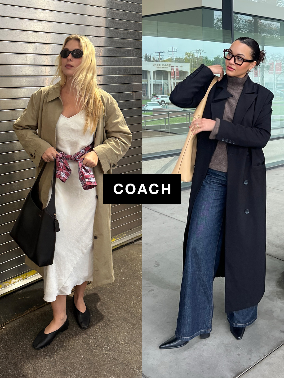 身穿 Coach brooklyn 包的編輯們的拼貼畫