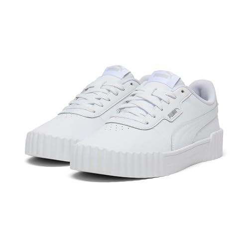 Puma 女款 Carina 3.0 運動鞋，Puma 白色-Puma 白色-Puma 銀色，6