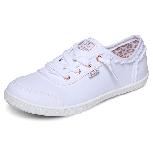 Skechers 女 Bobs B 可愛運動鞋 &ndash;記憶海綿，靈活外底，輕盈純素鞋，白色，7.5 寬