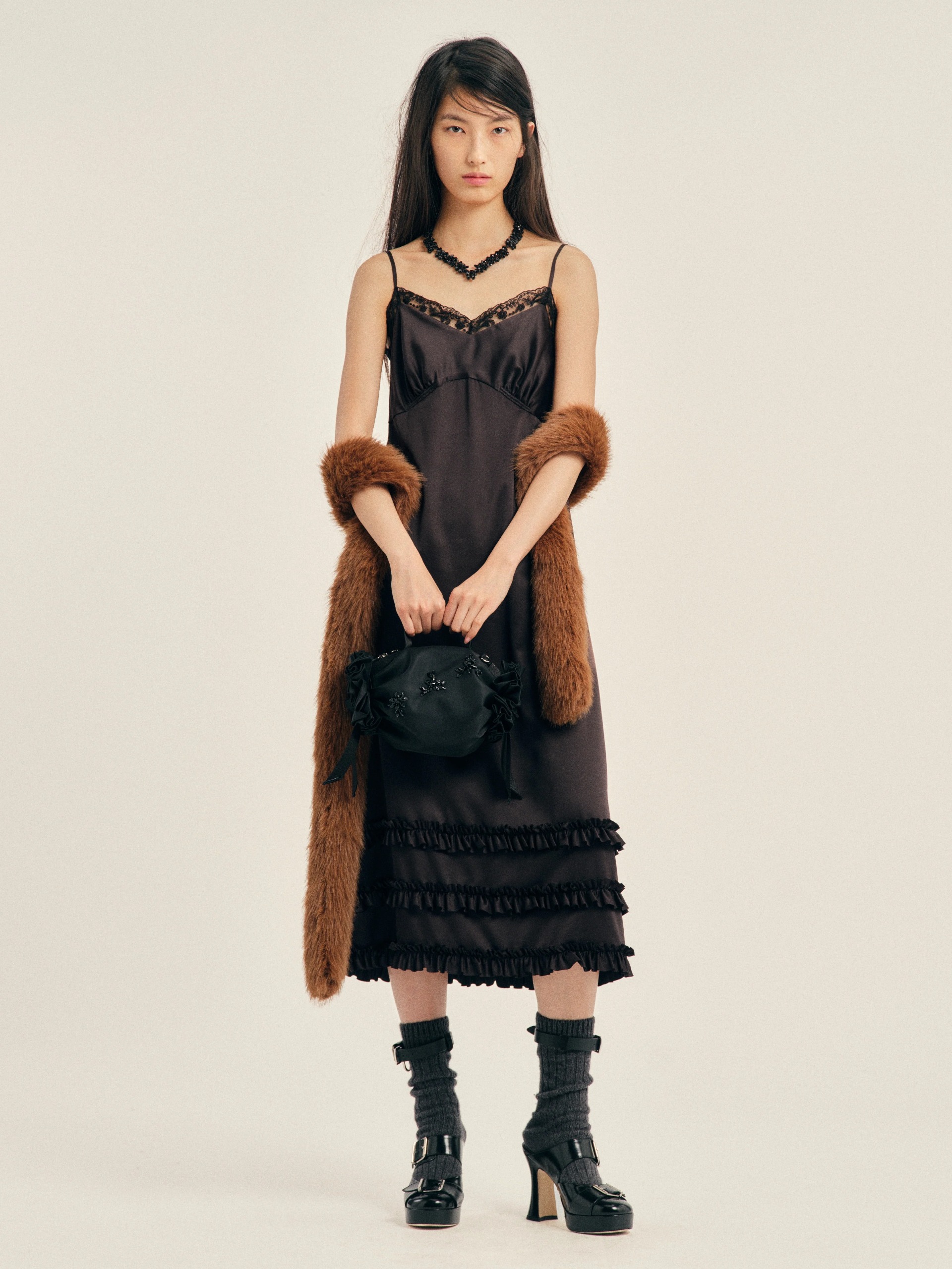 Simone Rocha，荷葉邊荷葉邊下擺吊帶裙