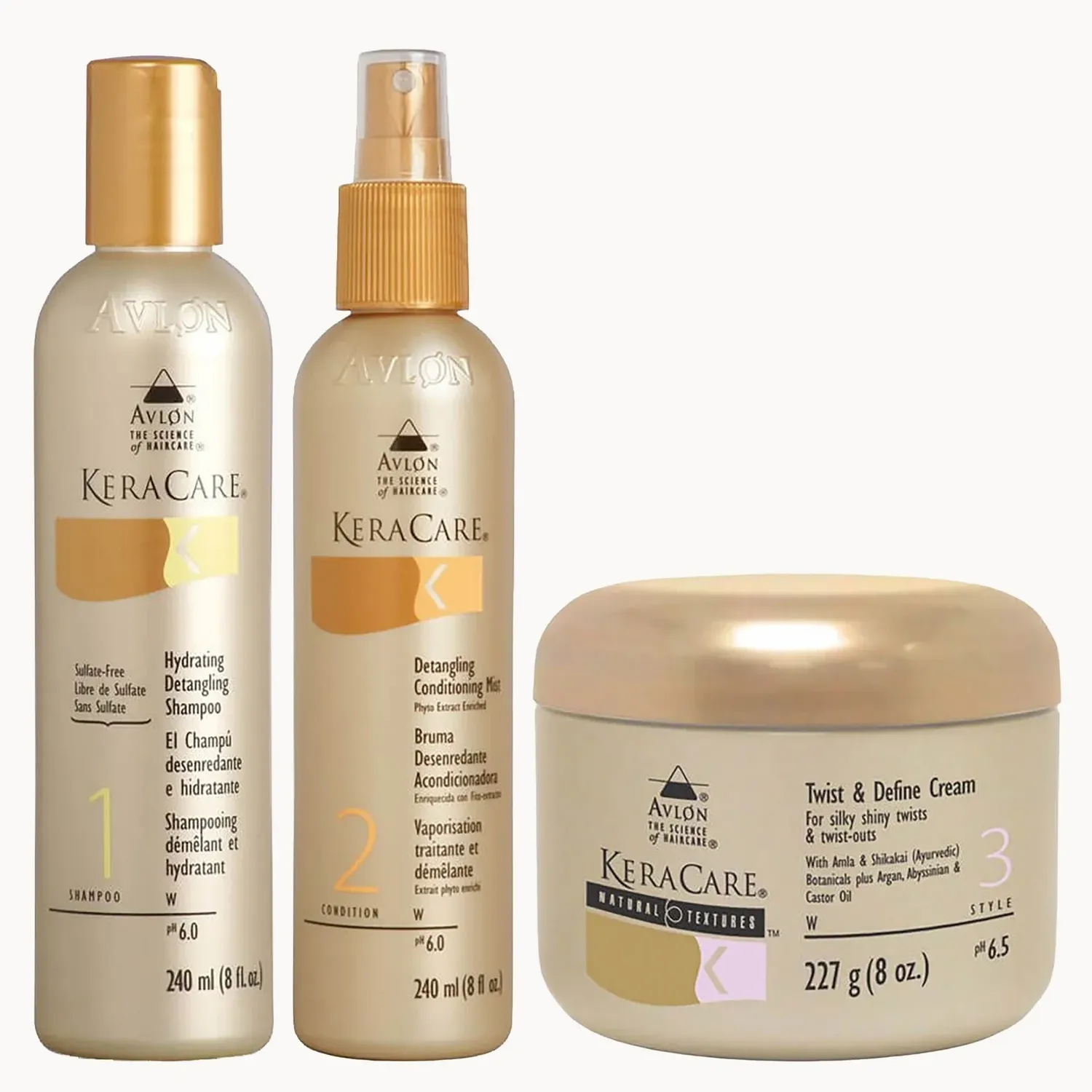 Keracare 順滑洗髮精和護髮素兩件套裝，具有天然紋理扭紋定型霜