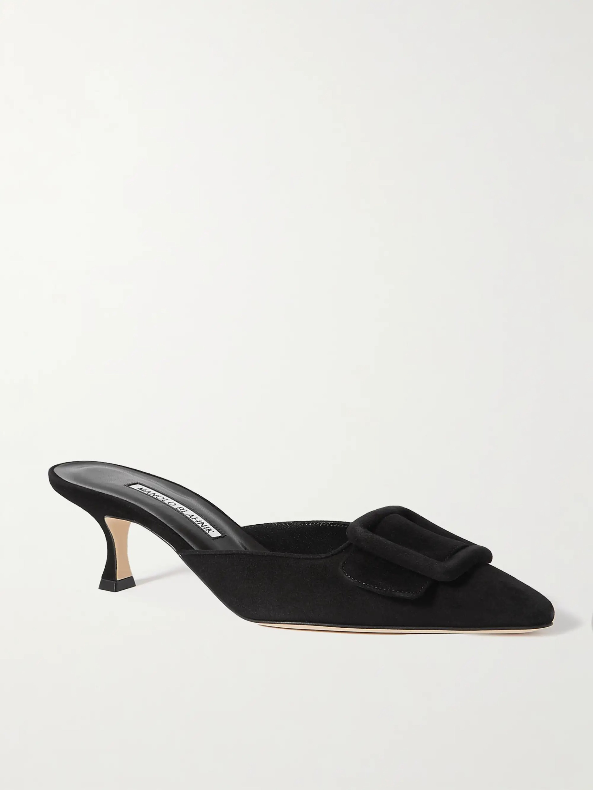 Manolo Blahnik，Maysale 50 扣環絨面革穆勒鞋