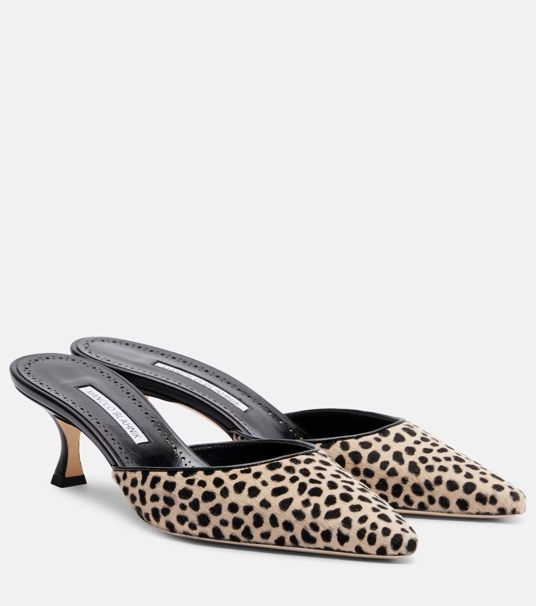 Manolo Blahnik, Carolyne 50 豹紋小牛毛穆勒鞋