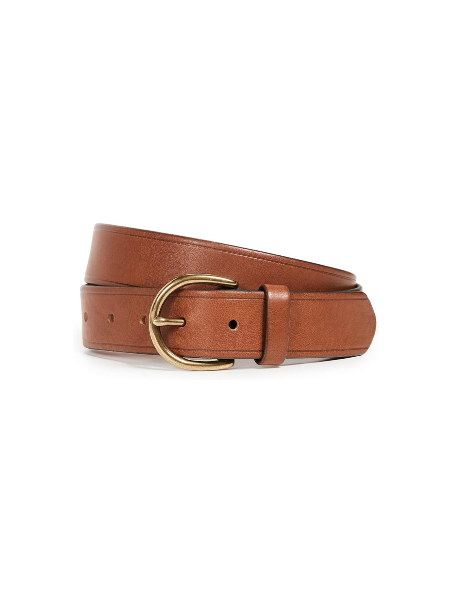 Madewell，Madewell 女士中號完美皮帶，山核桃色，棕色，加大號