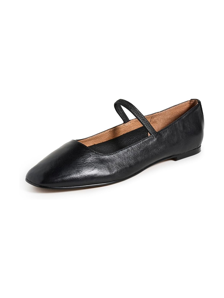 Madewell，Madewell 女用 Greta 芭蕾平底鞋，純黑色，6 中美國尺碼