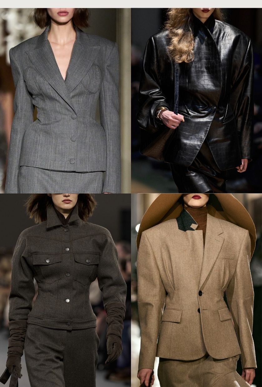 Elisabetta Franchi、Situationist、MaxMara 和 Lanvin 2026 秋冬秀場上的束腰夾克