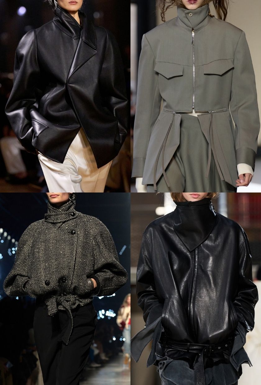 Victoria Beckham、Ujoh、Isabel Marant 和 Time 2026 年秋冬秀場上都出現了漏斗領夾克