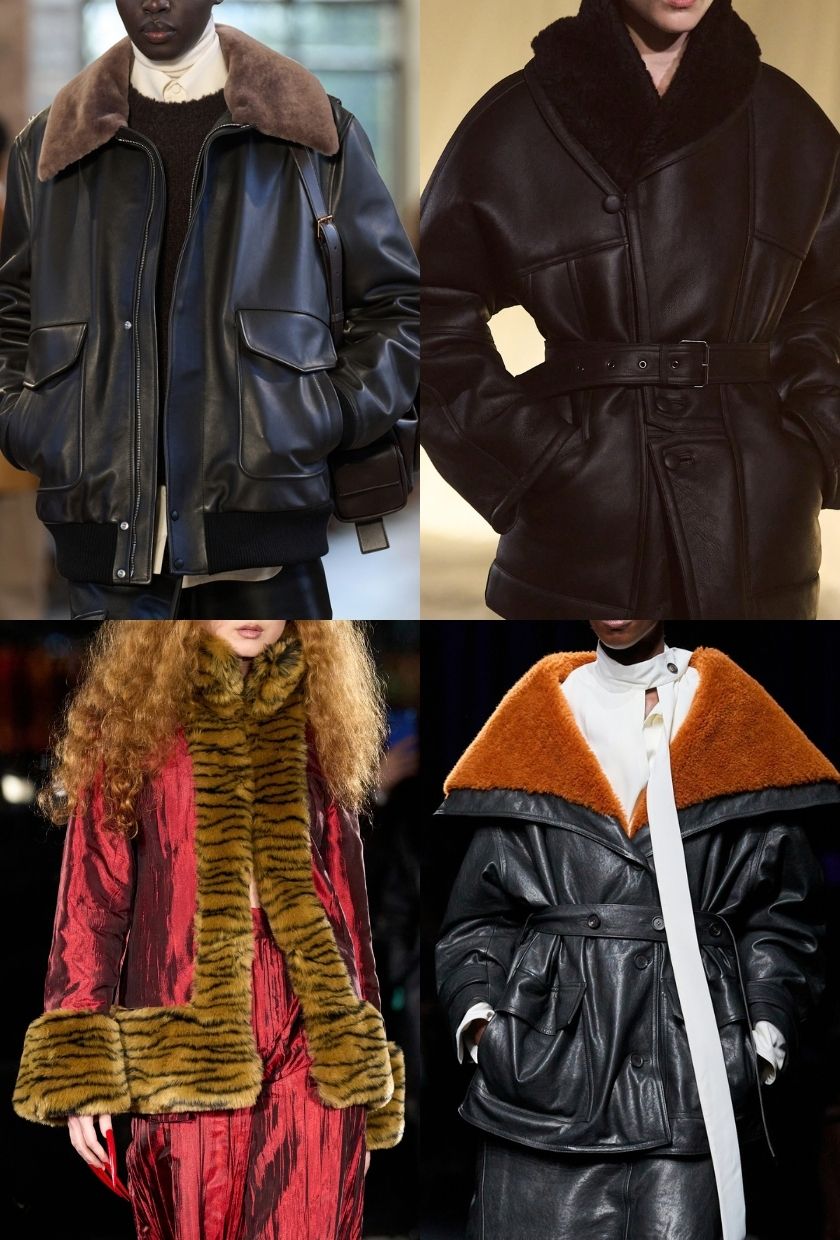 Gabriela Hearst、Balmain、Kim Shui 和 Ferragamo 2026 秋冬秀場上的人造毛領夾克