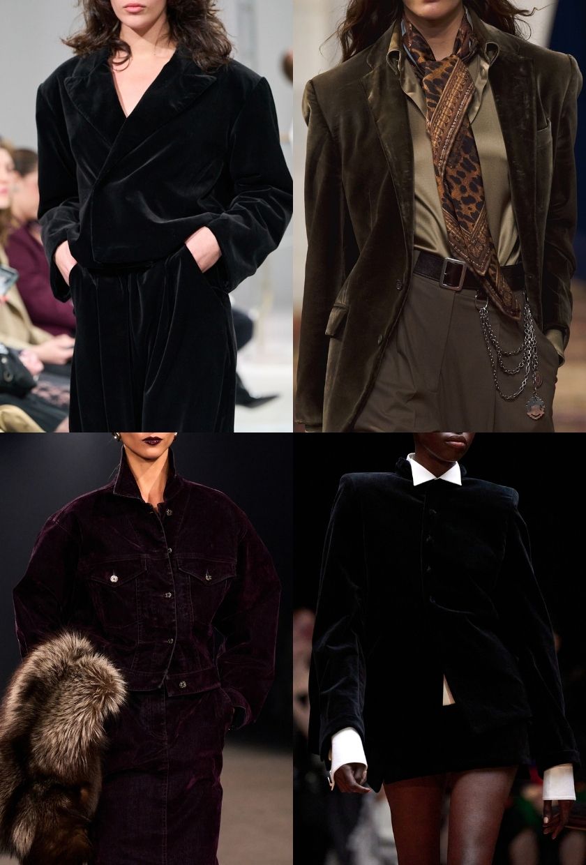 Casa Preti、Ralph Lauren、Elie Saab 和 Hodakova 2026 秋冬秀場上的天鵝絨夾克