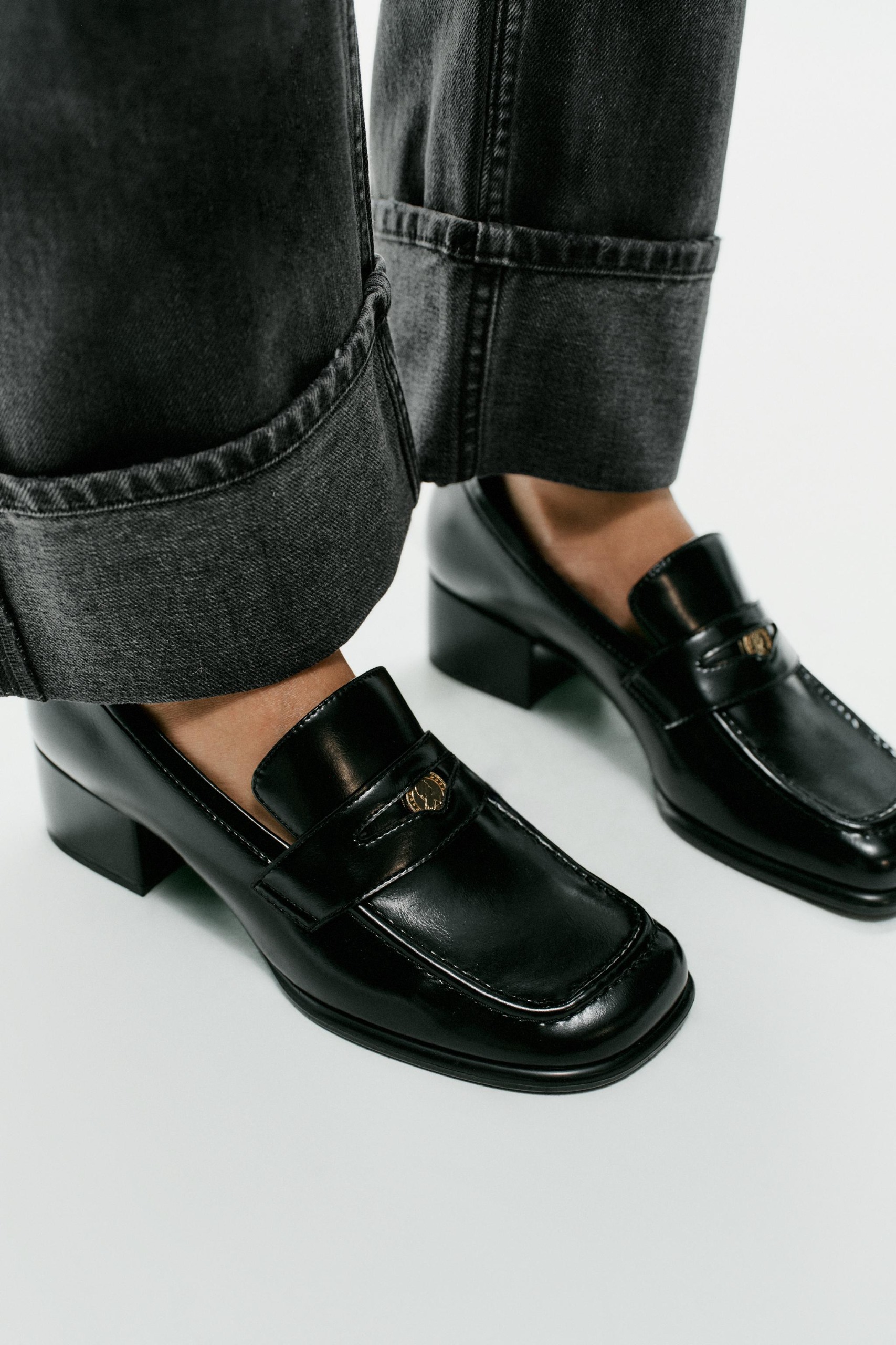 ZARA，高跟樂福鞋 - 黑色 - 2