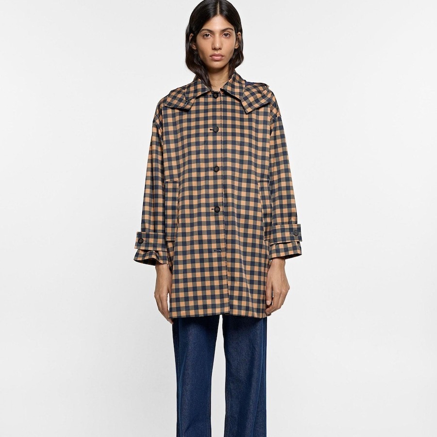 Parka de mujer con estampado de cuadros y solapas - Parfois - Multicolor

